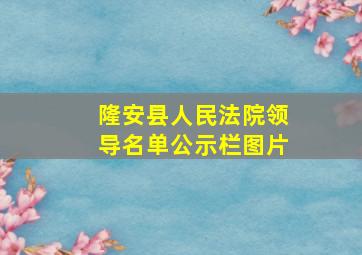 隆安县人民法院领导名单公示栏图片