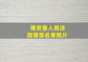 隆安县人民法院领导名单照片