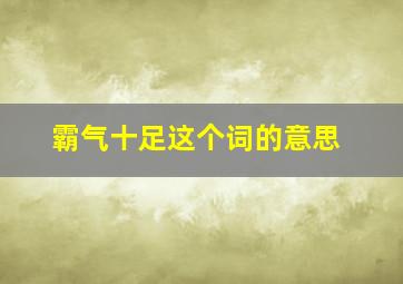 霸气十足这个词的意思