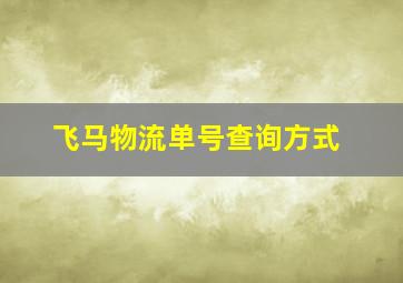 飞马物流单号查询方式