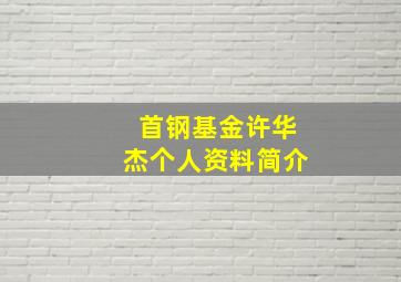 首钢基金许华杰个人资料简介