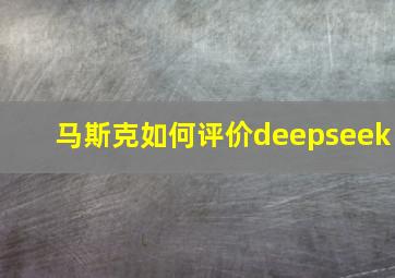 马斯克如何评价deepseek