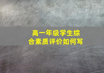 高一年级学生综合素质评价如何写