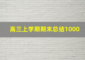 高三上学期期末总结1000