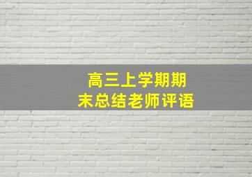 高三上学期期末总结老师评语