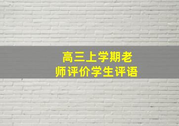 高三上学期老师评价学生评语