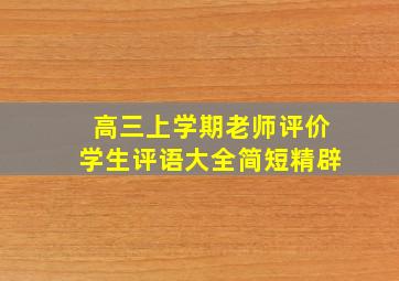 高三上学期老师评价学生评语大全简短精辟