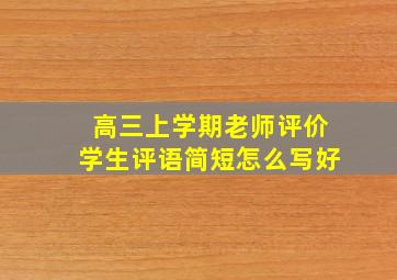 高三上学期老师评价学生评语简短怎么写好