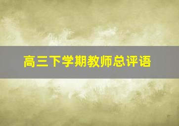 高三下学期教师总评语