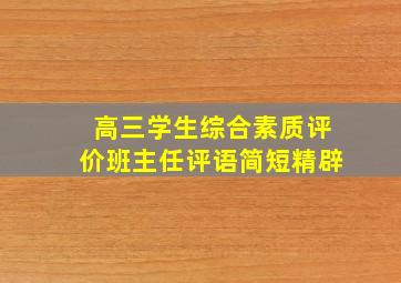 高三学生综合素质评价班主任评语简短精辟