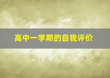 高中一学期的自我评价