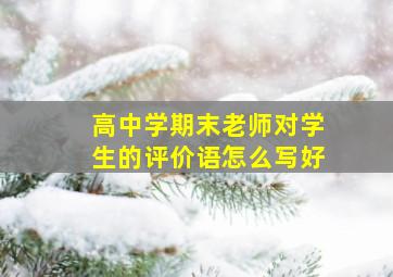 高中学期末老师对学生的评价语怎么写好