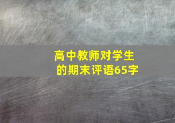 高中教师对学生的期末评语65字