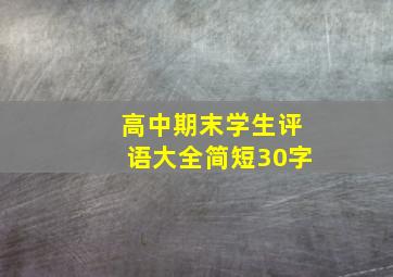 高中期末学生评语大全简短30字