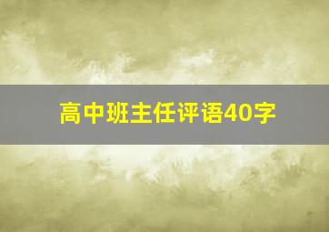 高中班主任评语40字