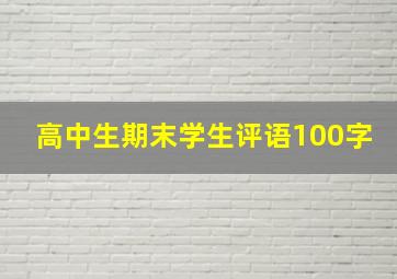 高中生期末学生评语100字