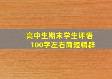 高中生期末学生评语100字左右简短精辟