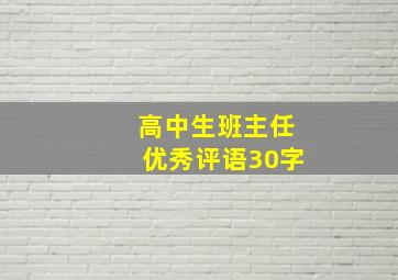 高中生班主任优秀评语30字