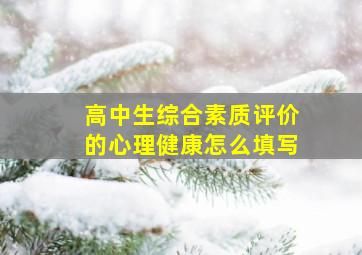 高中生综合素质评价的心理健康怎么填写