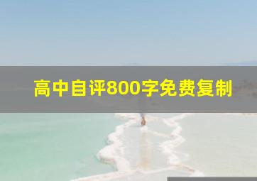 高中自评800字免费复制