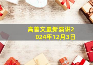 高善文最新演讲2024年12月3日