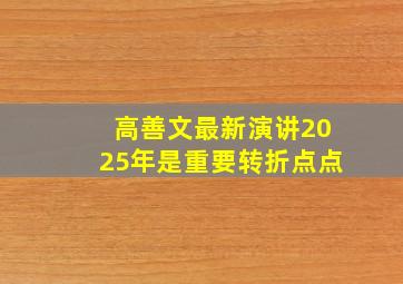 高善文最新演讲2025年是重要转折点点