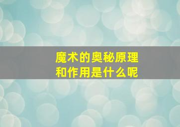 魔术的奥秘原理和作用是什么呢