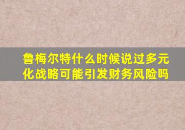 鲁梅尔特什么时候说过多元化战略可能引发财务风险吗