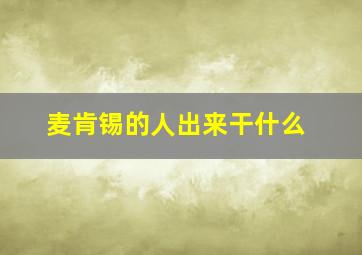 麦肯锡的人出来干什么