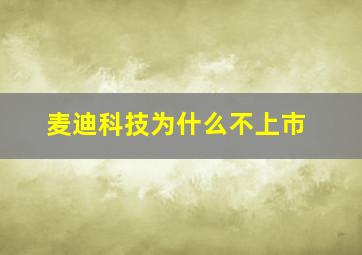 麦迪科技为什么不上市