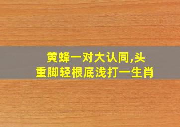 黄蜂一对大认同,头重脚轻根底浅打一生肖