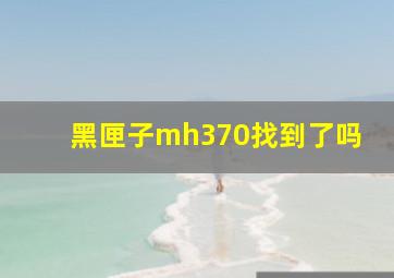 黑匣子mh370找到了吗