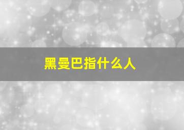 黑曼巴指什么人