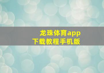 龙珠体育app下载教程手机版