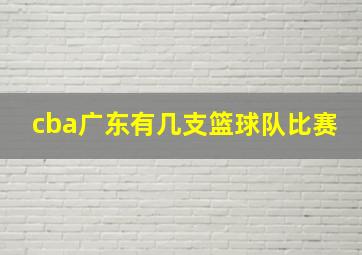 cba广东有几支篮球队比赛