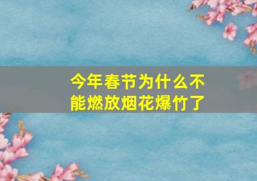 今年春节为什么不能燃放烟花爆竹了