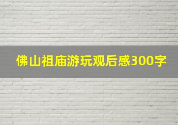 佛山祖庙游玩观后感300字