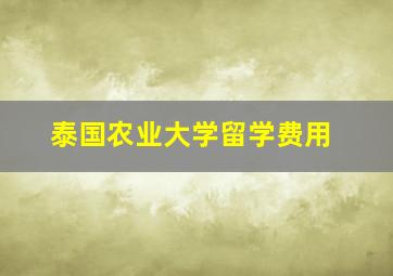 泰国农业大学留学费用