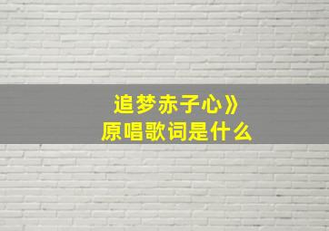 追梦赤子心》原唱歌词是什么